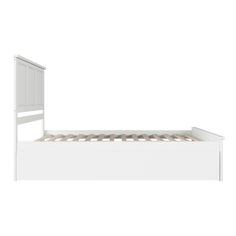Pemberly Row Madison King Wood Platform Bed  and Drawers in White