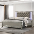 Pemberly Row Contemporary Solid Wood King Bed in Silver Finish