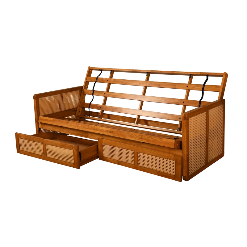 Pemberly Row Wood Futon Frame with Storage - Mattress not included