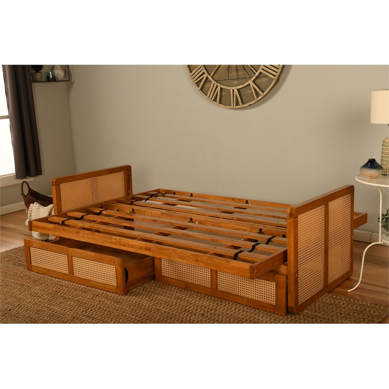 Pemberly Row Wood Futon Frame with Storage - Mattress not included