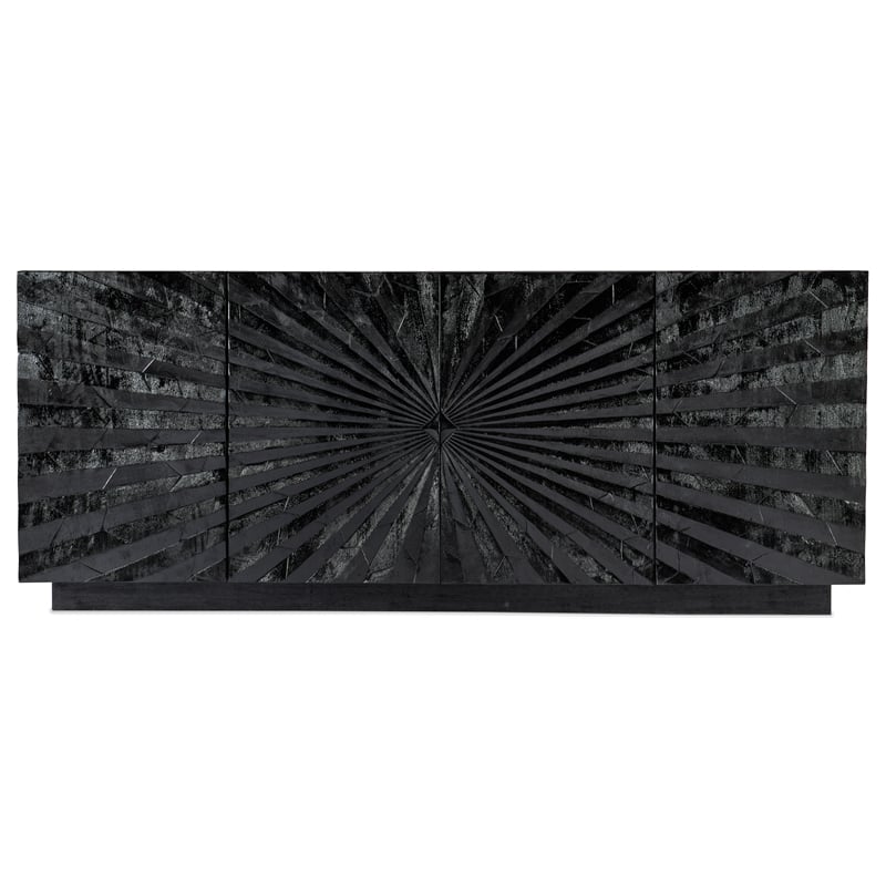 Pemberly Row Transitional Open Space Wood Entertainment Console in Black
