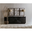 Pemberly Row Transitional Open Space Wood Entertainment Console in Black