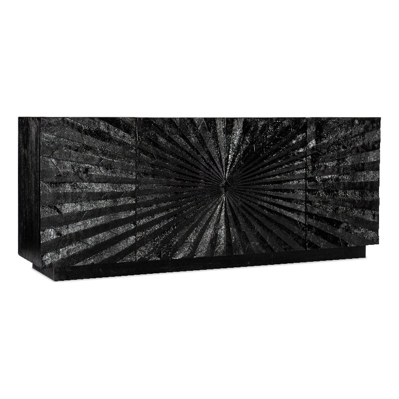 Pemberly Row Transitional Open Space Wood Entertainment Console in Black