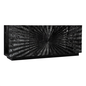 Pemberly Row Transitional Open Space Wood Entertainment Console in Black