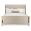 Pemberly Row Transitional Queen Upholstered Panel Bed in Beige Wood