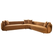 Pemberly Row 3-Piece Symmetric Corner Fabric Sectional Sofa in Cognac Tan Boucle