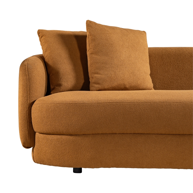 Pemberly Row 3-Piece Symmetric Corner Fabric Sectional Sofa in Cognac Tan Boucle