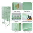 Pemberly Row 2-Door 3 Shelf Steel Accent Cabinet with Fluted Glass - Light Green