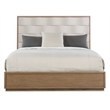 Pemberly Row Transitional Queen Upholstered Bed in Beige Wood