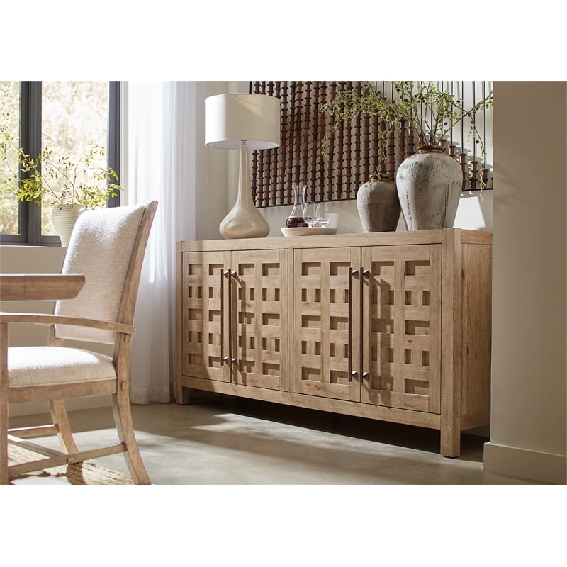Pemberly Row Transitional Wood Buffet in Light Natural Finish