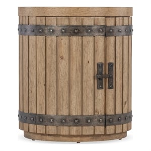 Pemberly Row Transitional Wine Barrel End Table in Light Natural Wood