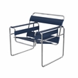 Pemberly Row Saddle Leather Armchair Stainless Steel Frame Accent Chair - Blue