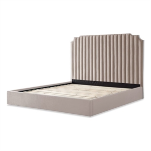 Pemberly Row Contemporary King Velvet Lift Up Storage Bed - Taupe