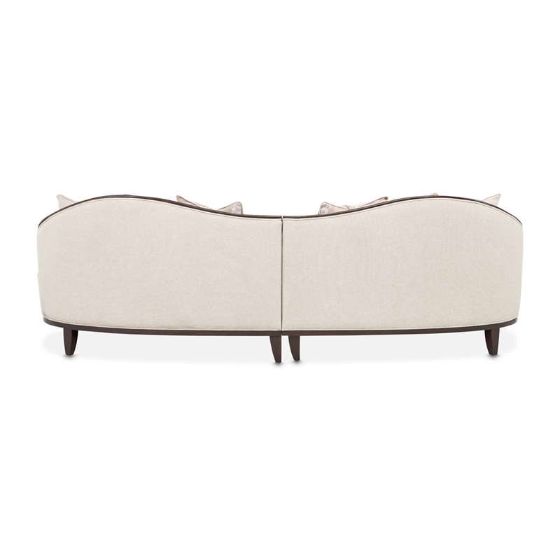 Pemberly Row Transitional 2-Piece Chenille Sofa in Linen/Warm Pecan