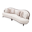 Pemberly Row Transitional 2-Piece Chenille Sofa in Linen/Warm Pecan