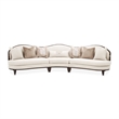 Pemberly Row Transitional 3-Piece Chenille Sofa in Linen/Warm Pecan