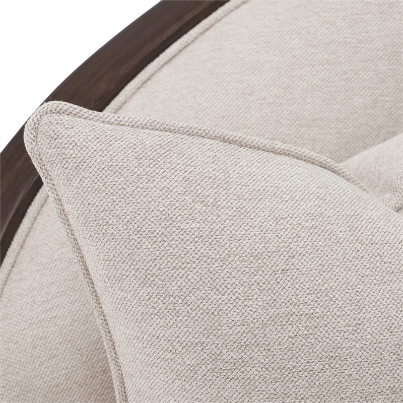 Pemberly Row Transitional 3-Piece Chenille Sofa in Linen/Warm Pecan