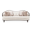 Pemberly Row Transitional Chenille Sofa in Linen/Warm Pecan Finish