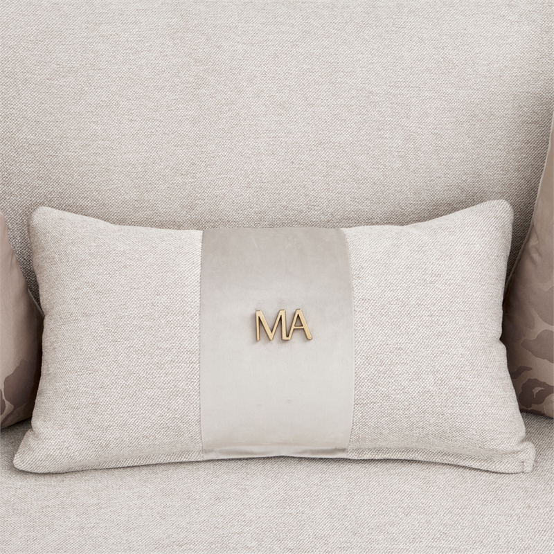 Pemberly Row Transitional Chenille Sofa in Linen/Warm Pecan Finish