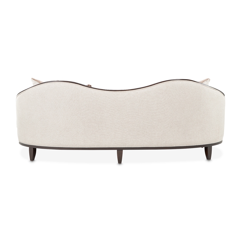 Pemberly Row Transitional Chenille Sofa in Linen/Warm Pecan Finish