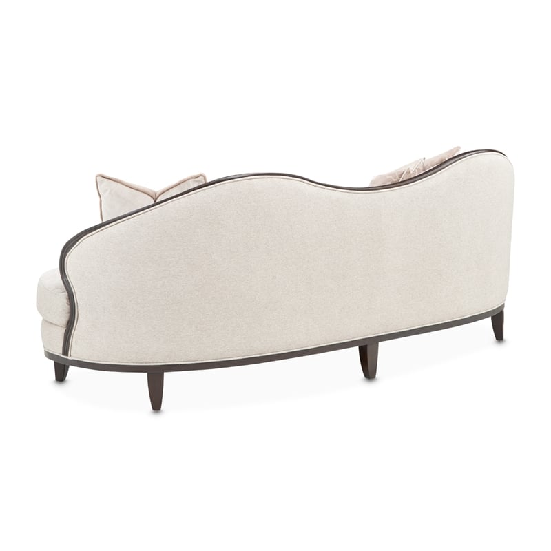 Pemberly Row Transitional Chenille Sofa in Linen/Warm Pecan Finish