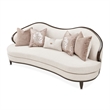 Pemberly Row Transitional Chenille Sofa in Linen/Warm Pecan Finish