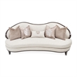 Pemberly Row Transitional Chenille Sofa in Linen/Warm Pecan Finish