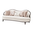 Pemberly Row Transitional Chenille Sofa in Linen/Warm Pecan Finish