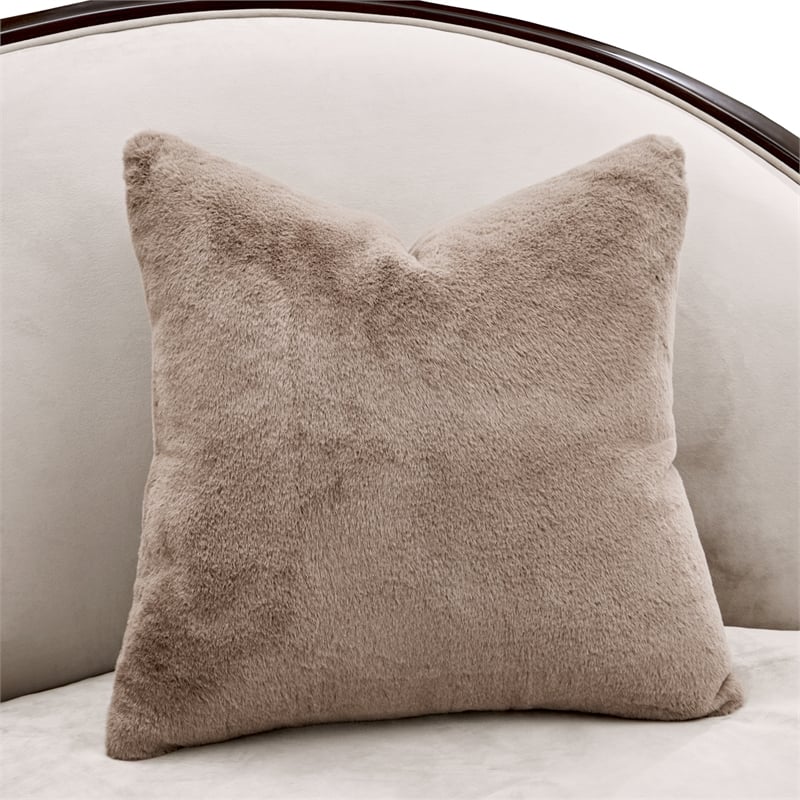 Pemberly Row Transitional Asymmetrical Velvet Sofa in Porcini/Warm Pecan