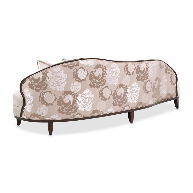 Pemberly Row Transitional Asymmetrical Velvet Sofa in Porcini/Warm Pecan
