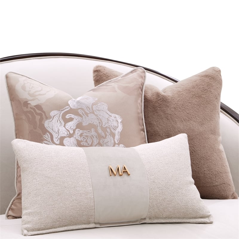 Pemberly Row Transitional Asymmetrical Velvet Sofa in Porcini/Warm Pecan