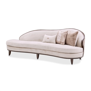 Pemberly Row Transitional Asymmetrical Velvet Sofa in Porcini/Warm Pecan