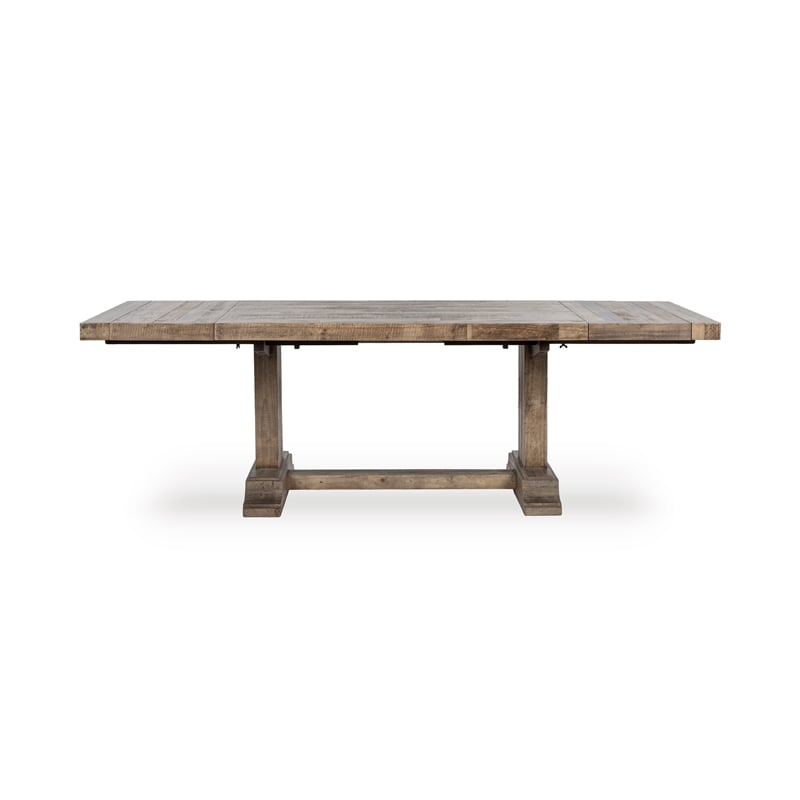 Pemberly Row Reclaimed Pine Wood Extendable Dining Table in Aged Pine