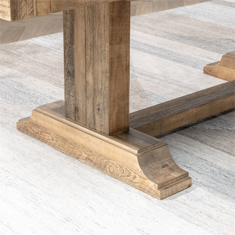 Pemberly Row Reclaimed Pine Wood Extendable Dining Table in Aged Pine
