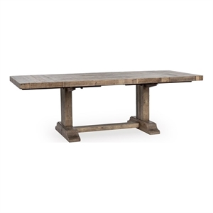 Pemberly Row Reclaimed Pine Wood Extendable Dining Table in Aged Pine