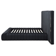 Pemberly Row Velvet Upholstered Queen Platform Bed with Wings in Black
