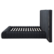 Pemberly Row Velvet Upholstered Queen Platform Bed with Wings in Black
