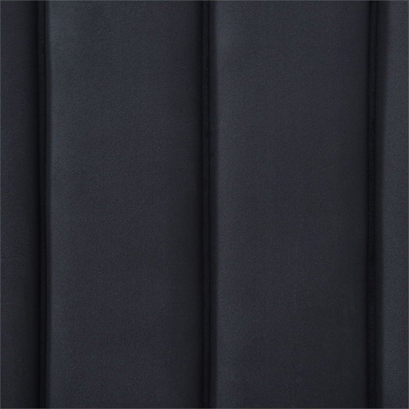 Pemberly Row Velvet Upholstered Queen Platform Bed with Wings in Black