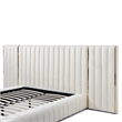 Pemberly Row Velvet Upholstered King Platform Bed with Wings in Cream