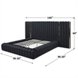 Pemberly Row Velvet Upholstered King Platform Bed with Wings in Black