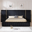Pemberly Row Velvet Upholstered King Platform Bed with Wings in Black