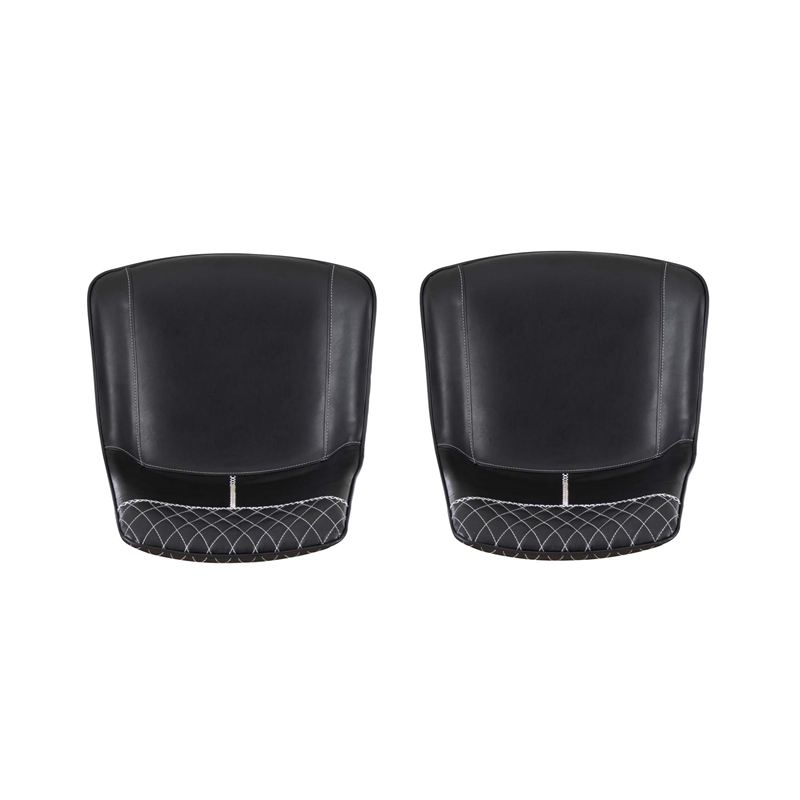 Pemberly Row 5PCs Set Wood Nook/Round Table/2 Chairs/Cushion Set in Black