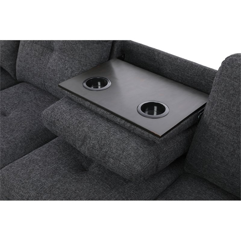 Pemberly Row Contemporary Left-Facing Sectional & Ottoman in Black/Gray
