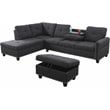 Pemberly Row Contemporary Left-Facing Sectional & Ottoman in Black/Gray
