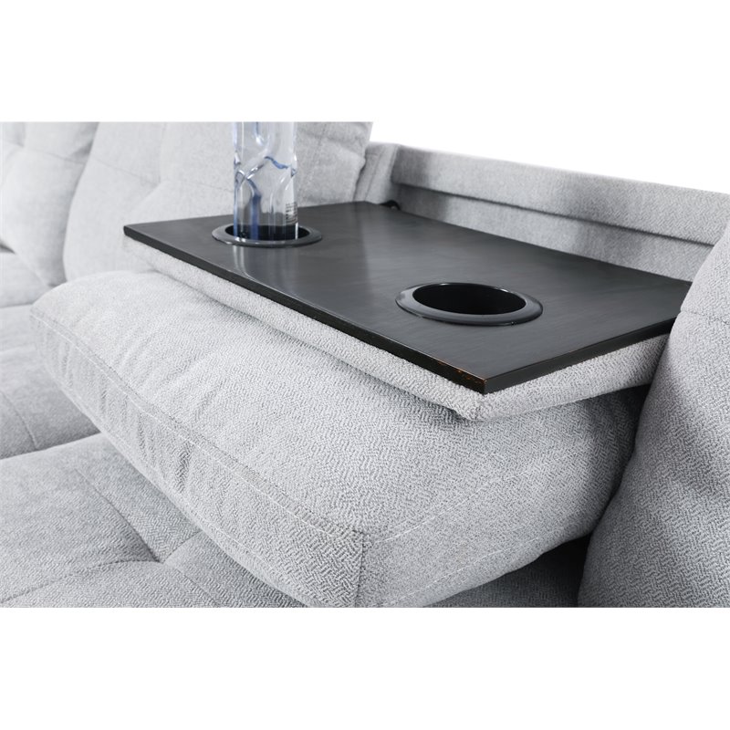 Pemberly Row Contemporary Left-Facing Sectional & Ottoman in Gray/White