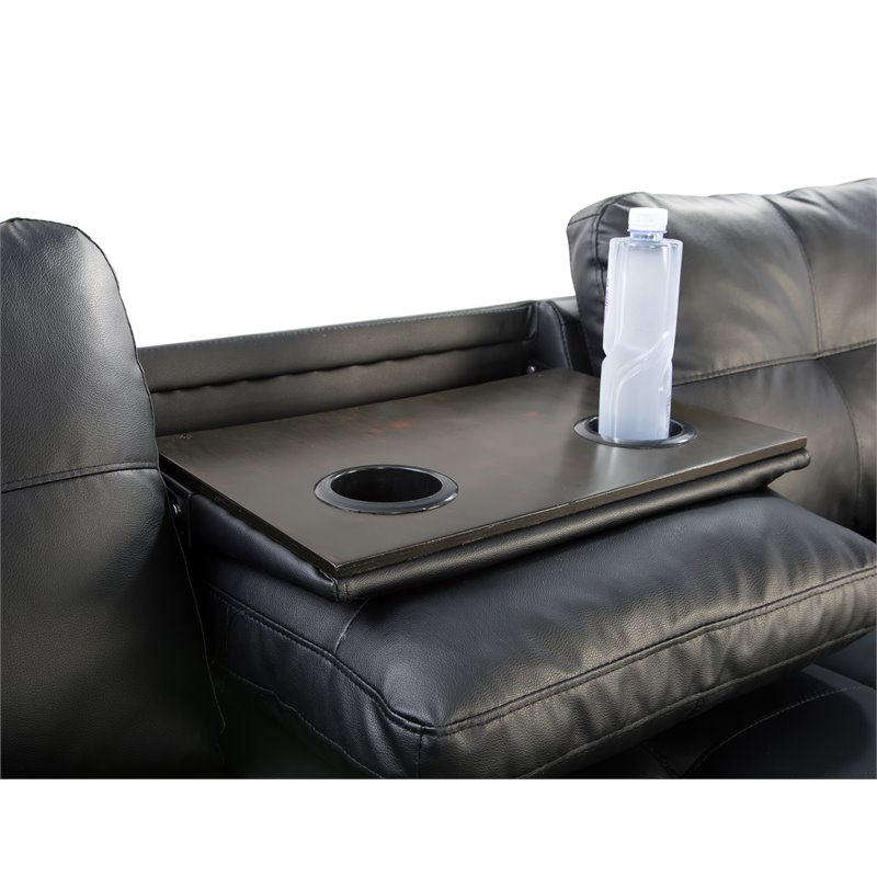 Pemberly Row Contemporary Left-Facing Sectional & Ottoman in Black