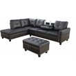 Pemberly Row Contemporary Left-Facing Sectional & Ottoman in Black