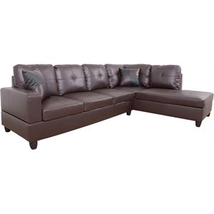 Pemberly Row Contemporary Right-Facing Sectional Sofa Set in Chocolate/Brown