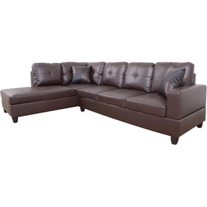Pemberly Row Contemporary Left-Facing Sectional Sofa Set in Chocolate/Brown