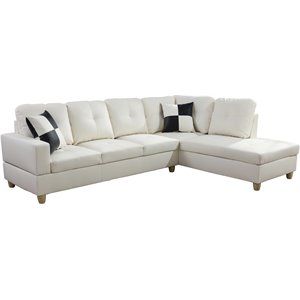 Pemberly Row Contemporary Right-Facing Sectional Sofa Set in Off White